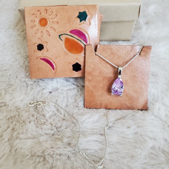 Jewelry - NWOT, Necklace, "Amethyst", Leather Case.